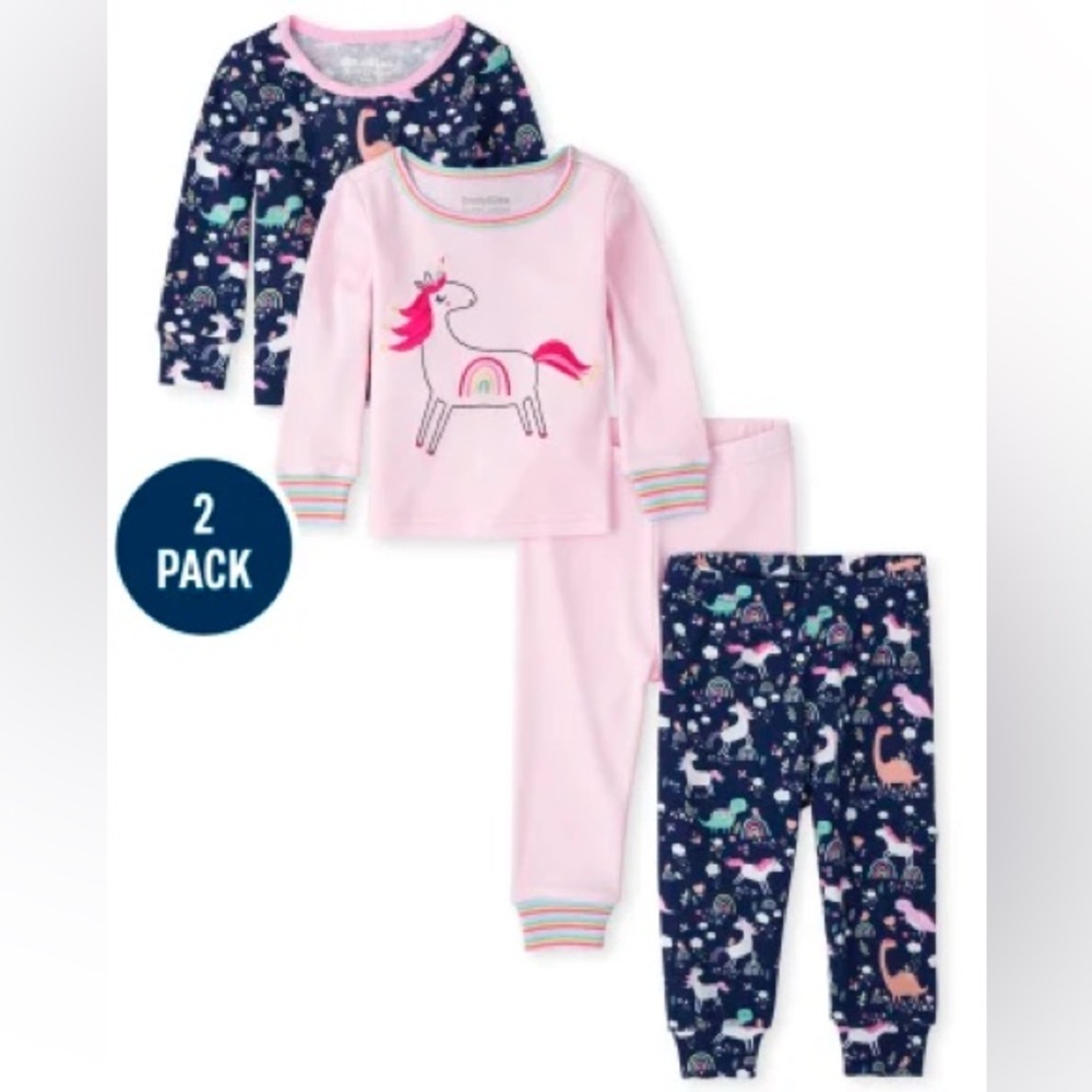2 Pajama Sets Unicorn Girl PJ Size 3-6m Baby Girl PJ Bundlee 6 Month
